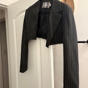 Urban Outfitters Black Striped Cropped Blazer